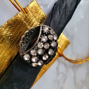 Adjustable Black Rustic Bling Ring